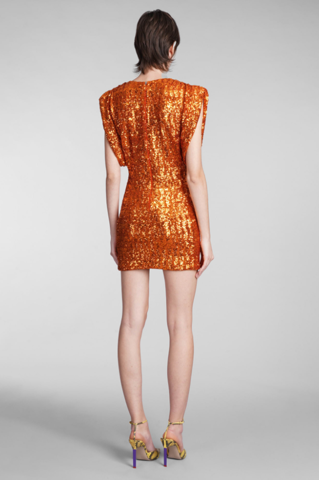 Annie Sequin Mini Charming Dress In Orange