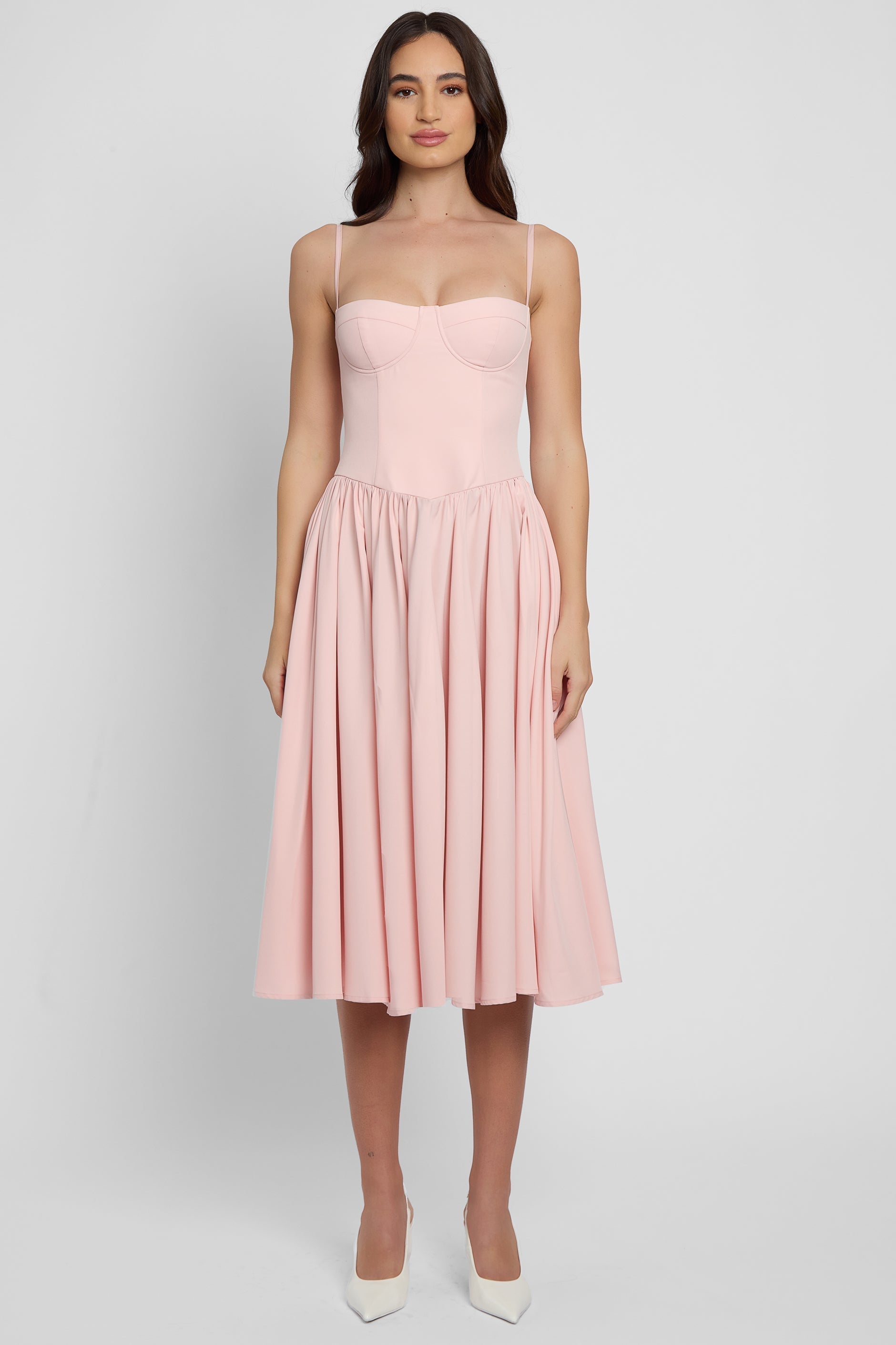 Ballerina Bustier Midi Trendy Dress - Pink