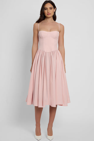 Ballerina Bustier Midi Trendy Dress - Pink