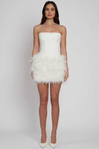 Cloud Feather Mini Trendy Skirt - White