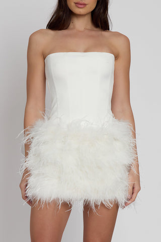 Cloud Feather Mini Trendy Skirt - White