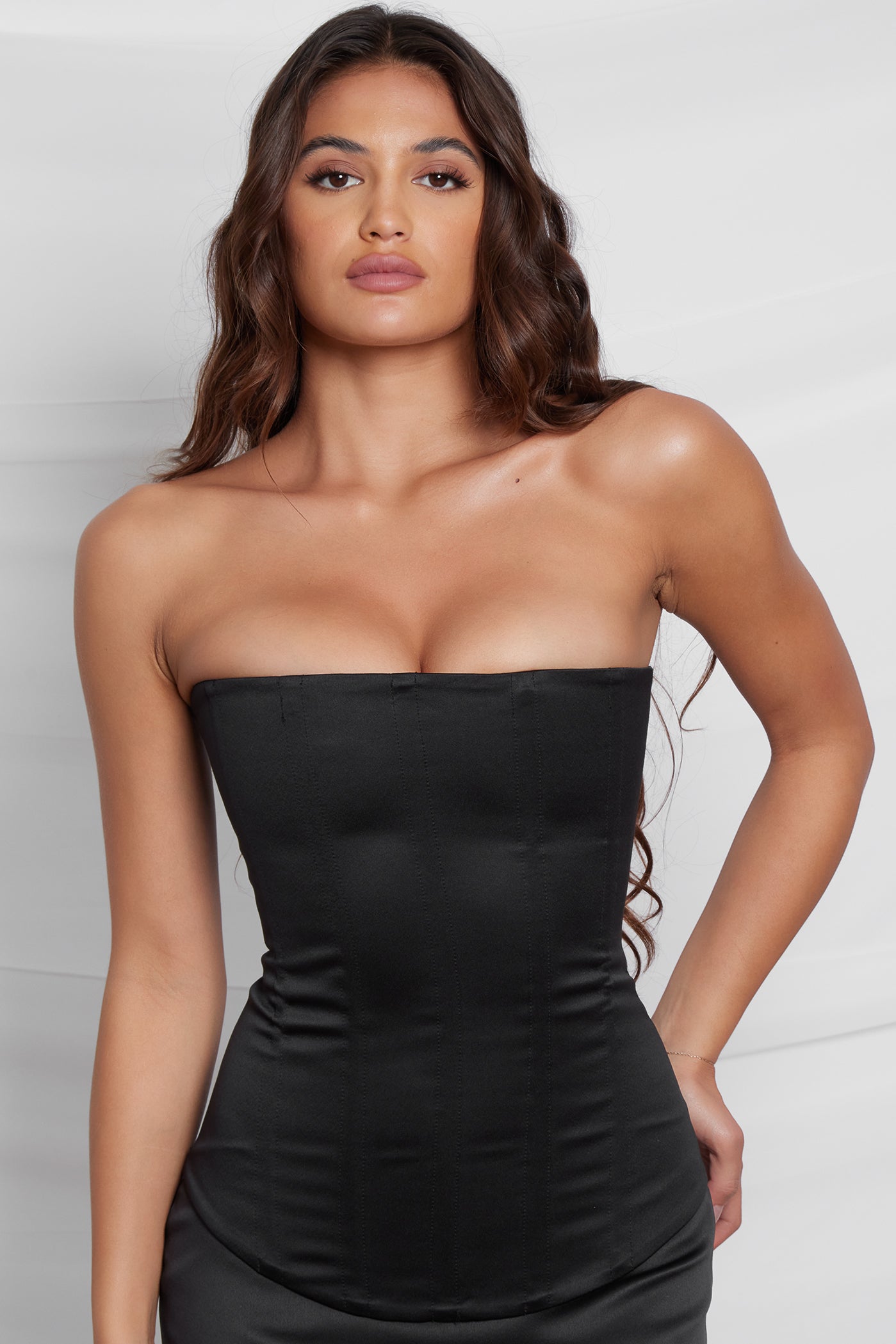 Sphynx Satin Corset Trendy Top - Black