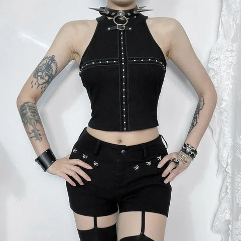 Punk Streetwear Off Shoulder Crop Top