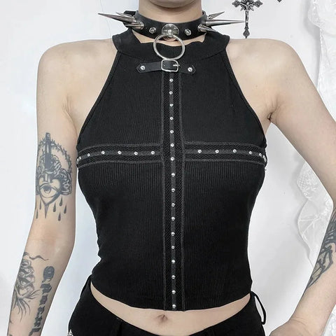 Punk Streetwear Off Shoulder Crop Top