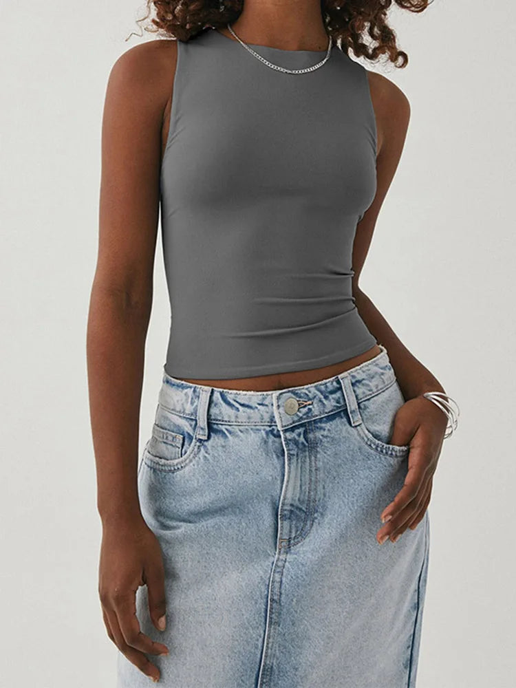 Sleeveless Racerback Bottomed Crop Top