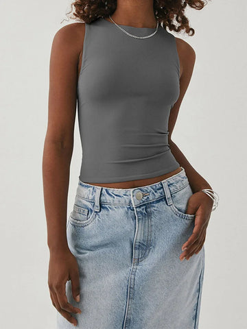 Sleeveless Racerback Bottomed Crop Top