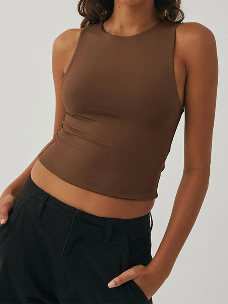 Sleeveless Racerback Bottomed Crop Top