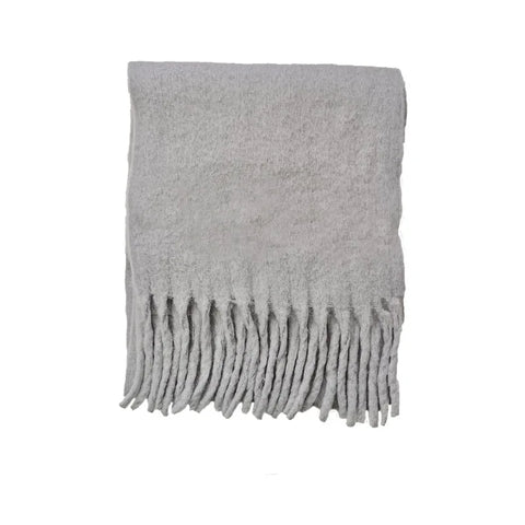 Tassels Scarf Women Thick Warm Simple Fashion Commuting Pure Color Scarf