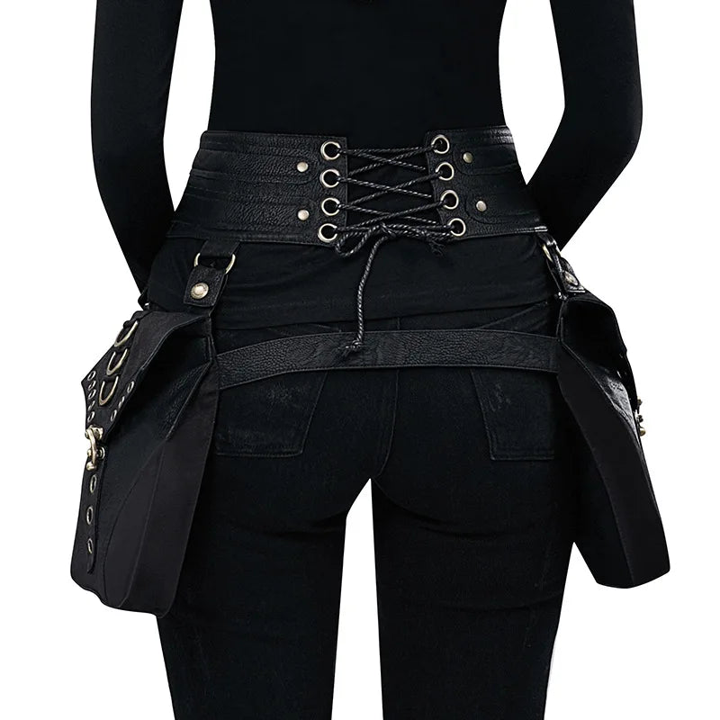 Punk Rivet Skull Retro Rock Gothic Hip Hop Rivet Thigh Waist Bag