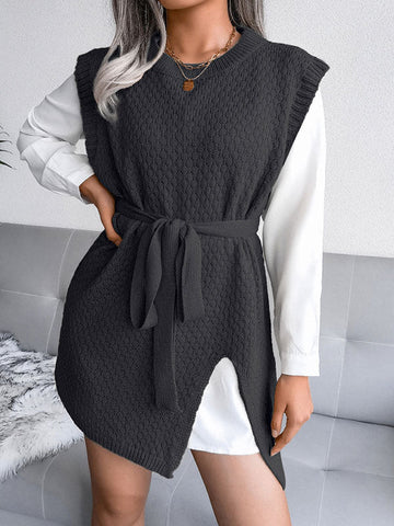 Sleeveless Split Knit Midi Dress