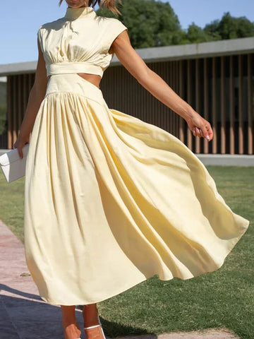 Beach Maxi Hollow Out Casual Fashion Summer Sexy V-neck Long Midi Dress