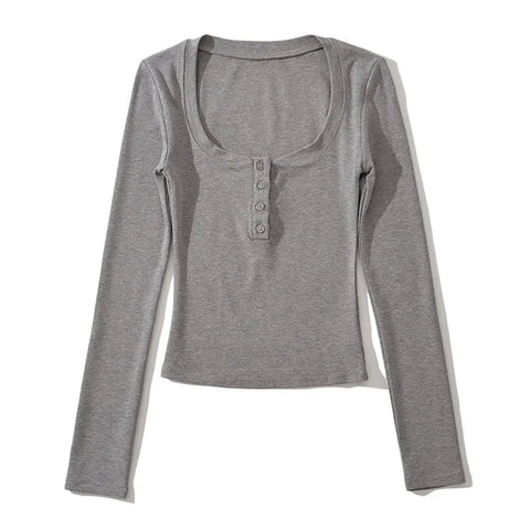Square Neck Sexy Long Sleeve Tee