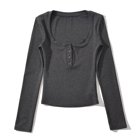Square Neck Sexy Long Sleeve Tee