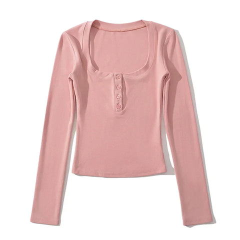 Square Neck Sexy Long Sleeve Tee
