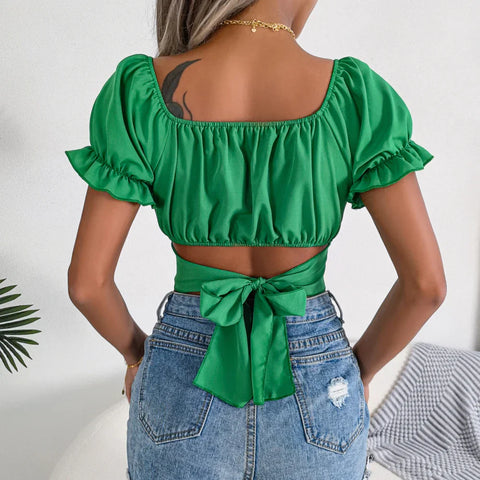 Backless Off Shoulder White Fashion Clothing Blouse