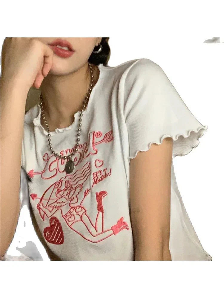 Streetwear Vintage Female Crop Top Tee