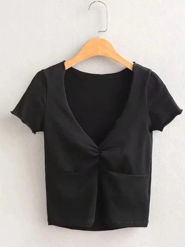 Soft Stretchy Fitted Seam Under The Bust Crop Top