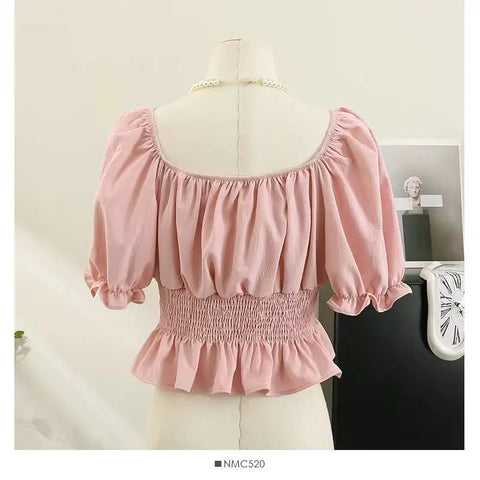 French Elastic Sweet Crop New Blouse