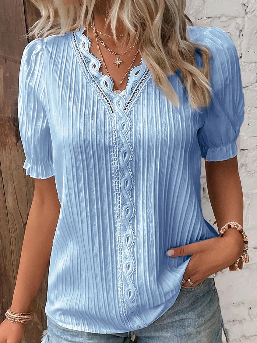 Loose Hollow-out Sleeve Moda Blouse