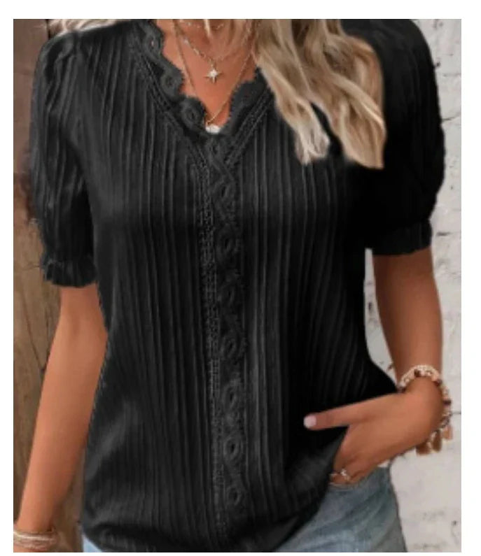 Loose Hollow-out Sleeve Moda Blouse