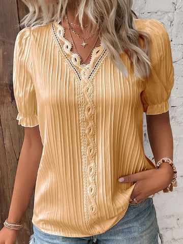 Loose Hollow-out Sleeve Moda Blouse