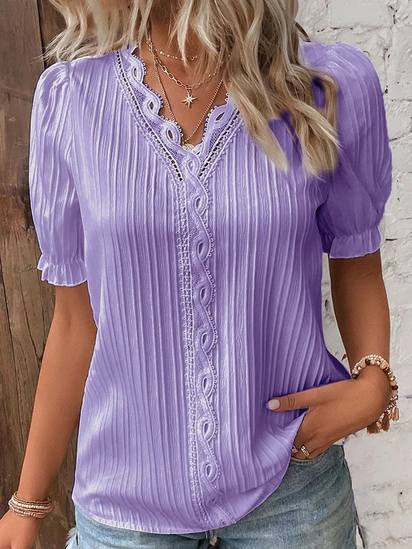 Loose Hollow-out Sleeve Moda Blouse