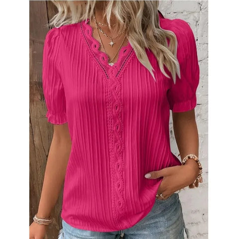 Loose Hollow-out Sleeve Moda Blouse