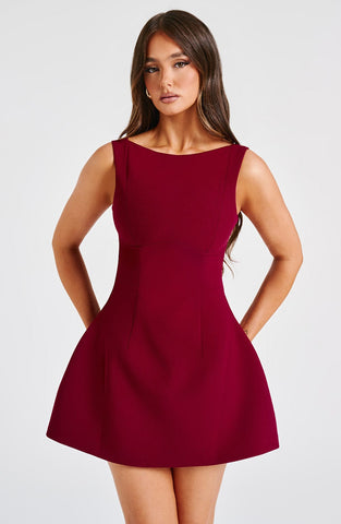 Alana Mini Graceful Dress - Wine