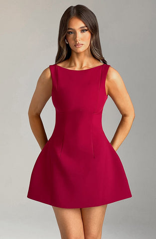 Alana Mini Graceful Dress - Wine