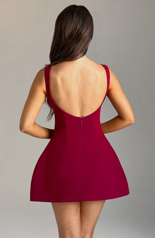 Alana Mini Graceful Dress - Wine