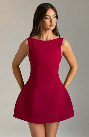 Alana Mini Graceful Dress - Wine