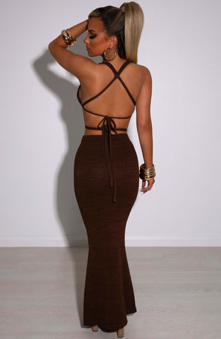 Alexa Maxi Graceful Skirt - Chocolate