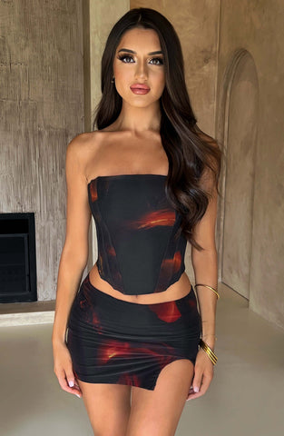 Alina Mini Skirt Trendy - Fire Print