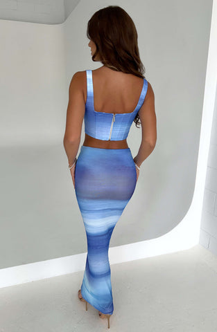 Amber Corset - Trendy Blue Haze Print