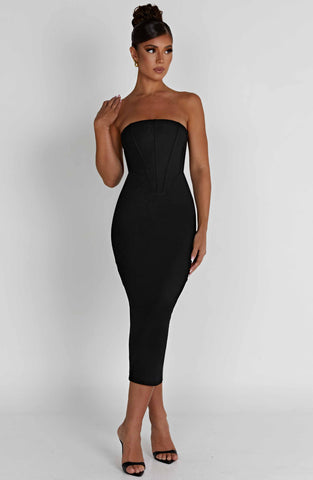 Amore Midi Graceful Dress - Black