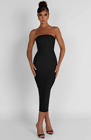 Amore Midi Graceful Dress - Black