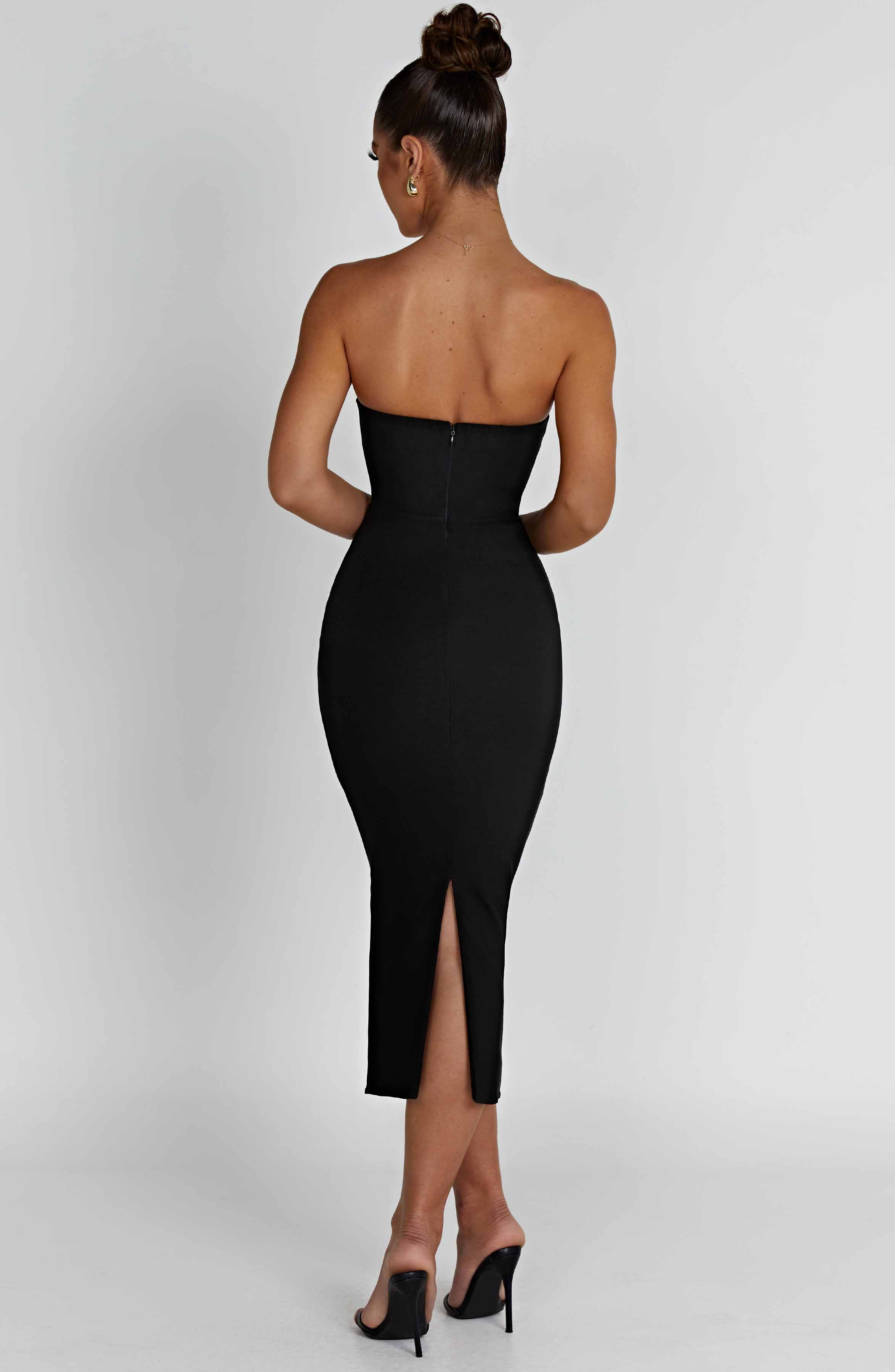 Amore Midi Graceful Dress - Black