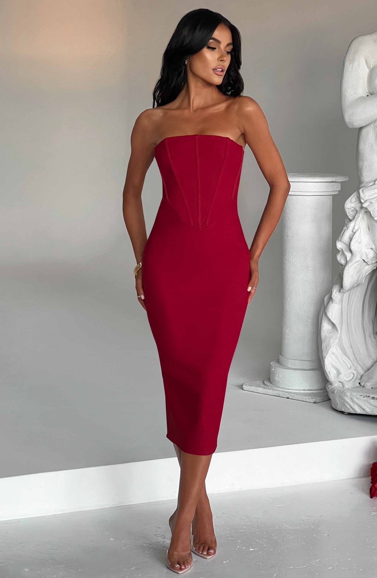 Amore Midi Graceful Dress - Red