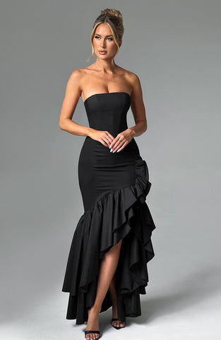 Angelina Maxi Graceful Dress - Black