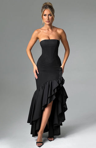 Angelina Maxi Graceful Dress - Black