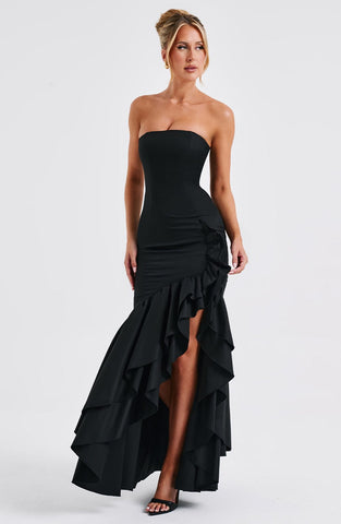 Angelina Maxi Graceful Dress - Black