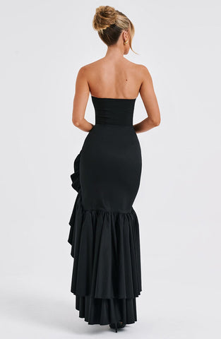 Angelina Maxi Graceful Dress - Black