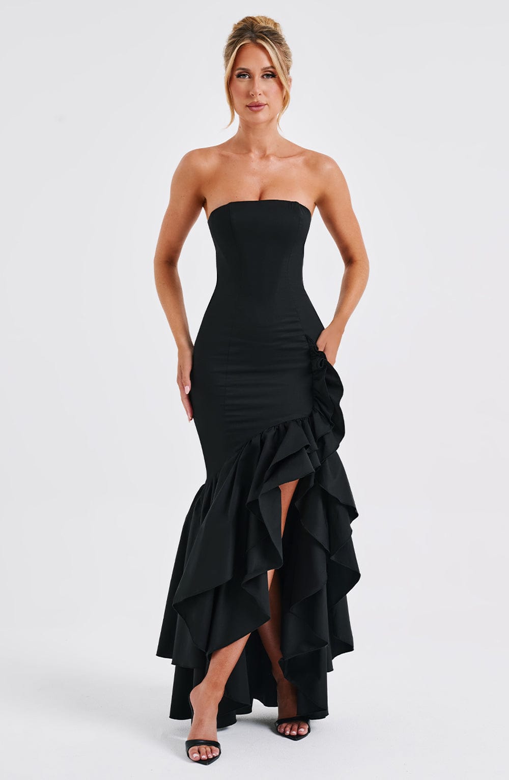 Angelina Maxi Graceful Dress - Black