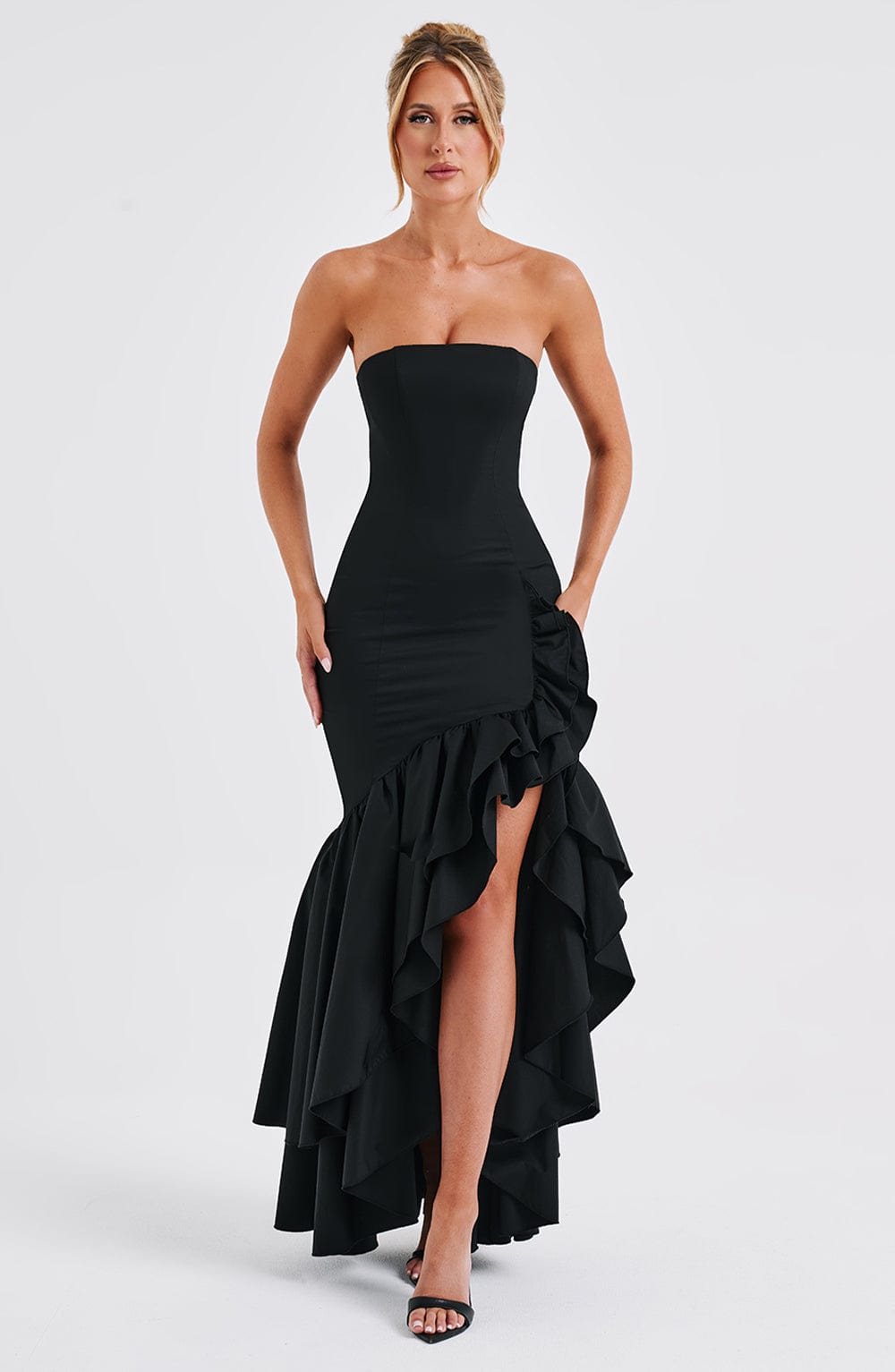 Angelina Maxi Graceful Dress - Black