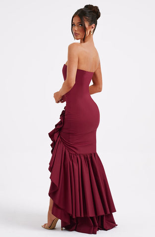 Angelina Maxi Graceful Dress - Burgundy