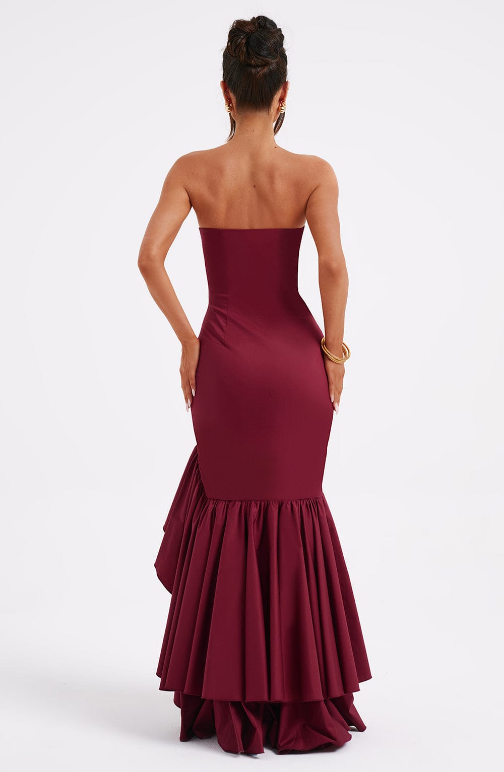 Angelina Maxi Graceful Dress - Burgundy