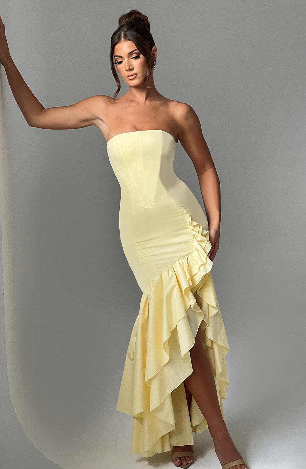 Angelina Maxi Graceful Dress - Lemon