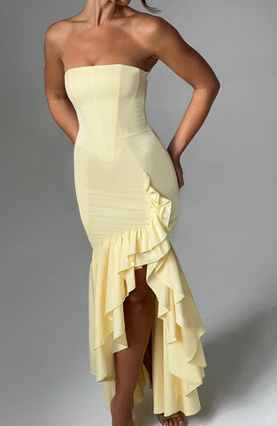 Angelina Maxi Graceful Dress - Lemon