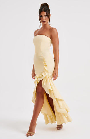 Angelina Maxi Graceful Dress - Lemon