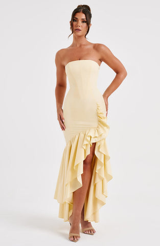 Angelina Maxi Graceful Dress - Lemon